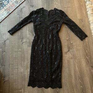 Marina blue sequin lace dress